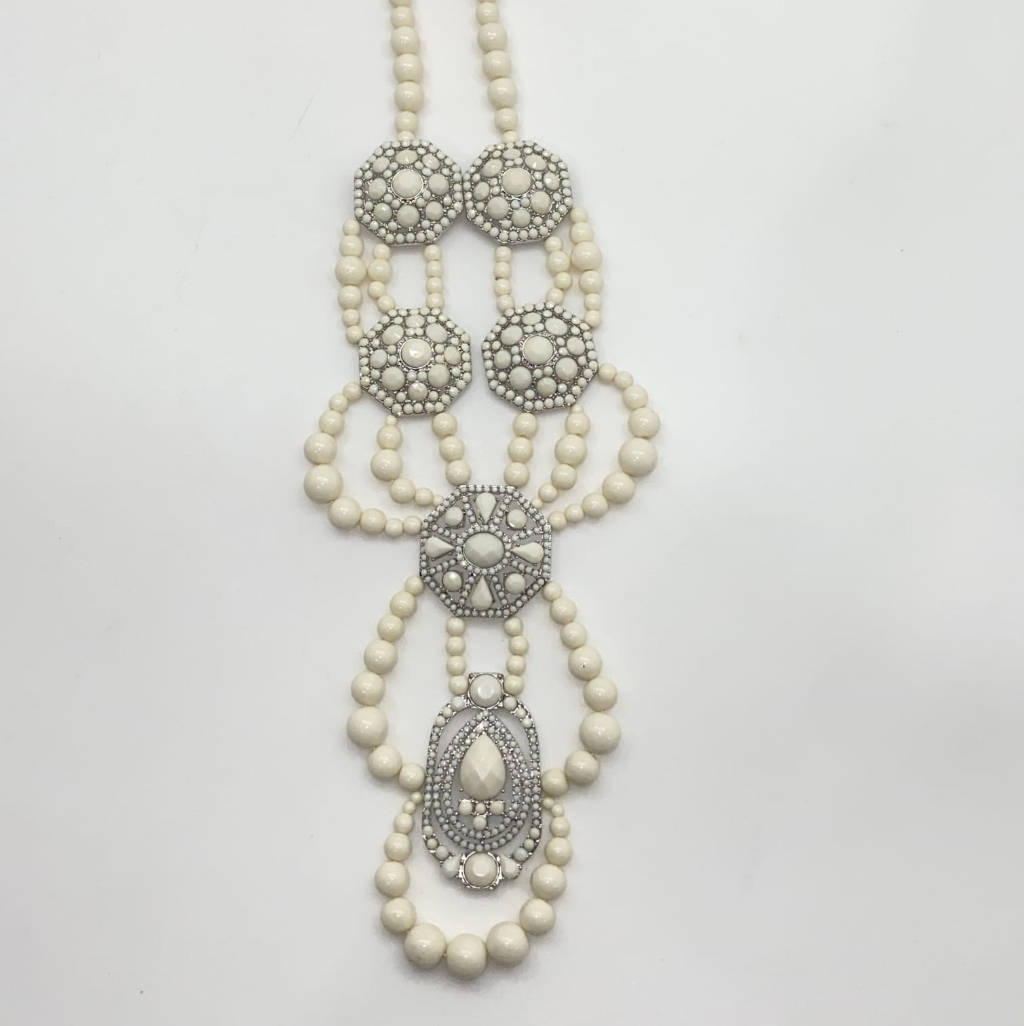 Susan Graver Intricate Detail White Necklace